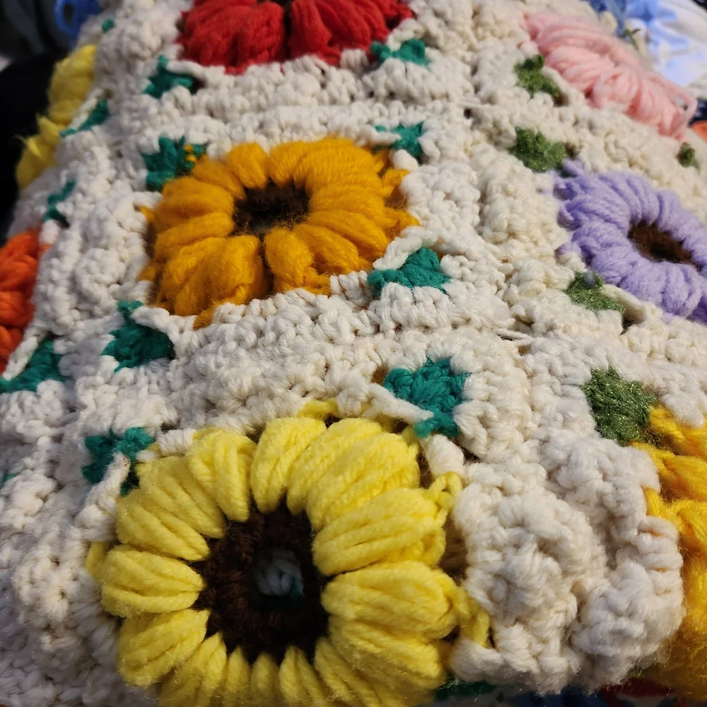 Colorful Floral Crochet Blanket